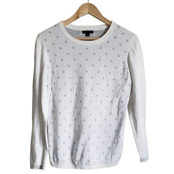 Tommy Hilfiger Sweaters - Tommy Hilfiger dot print knit white and grey round neck knit sweater